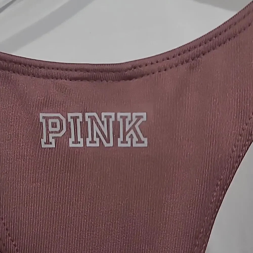 PINK Victoria's Secret SZ L Gym to Swim Sports Bra Twist Front Racer Back Blush